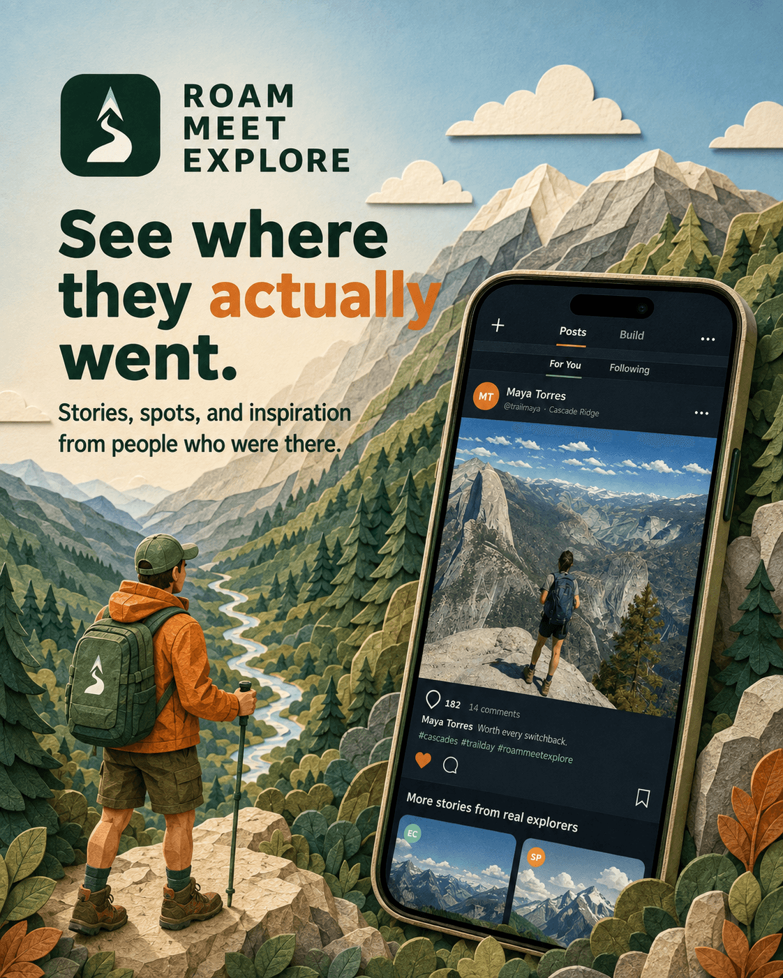 RME Explore feed with stories from real travelers